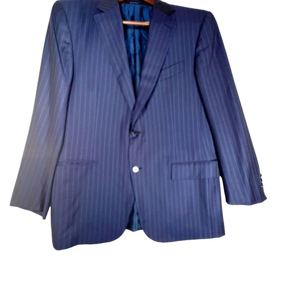Ermenegildo Zegna Mens Sz 42 Trofeo Suit Navy Blue Striped MILA Fit TINY FLAWS - Picture 1 of 16